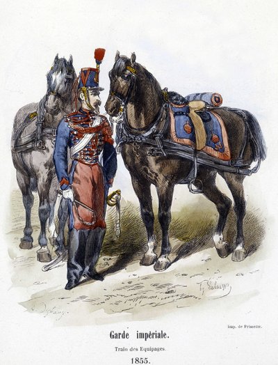 Guardia Imperial: tren de tripulaciones en 1855 - en "Historia del ejército" por A. Barbier de French School
