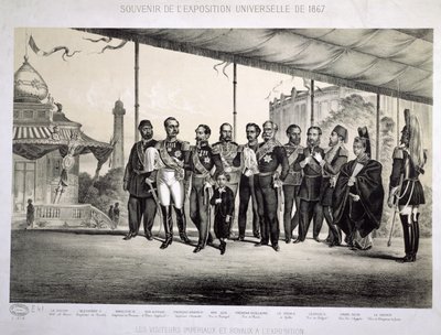 Visitantes imperiales y reales a la Exposición Universal en París, 1867 de French School