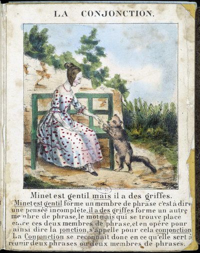 En “La gramática en imágenes”, álbum de folletos, circa 1850 de French School
