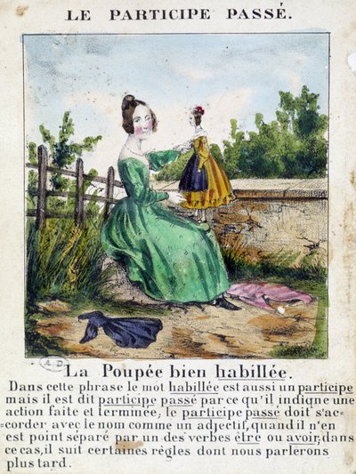 En “La gramática en imágenes”, álbum de folletos, circa 1850 de French School