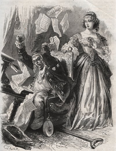 Preso de una furia loca, hizo volar plumas, libros y papeles: ira del poeta Paul Scarron (1610-1660) frente a su esposa, Françoise d