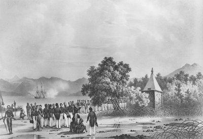 Inauguración de un monumento a La Pérouse en Vanikoro, de 