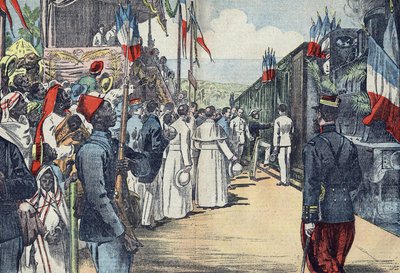 Inauguración del ferrocarril que une Thies a Kayes con Senegal, principios del siglo XX de French School