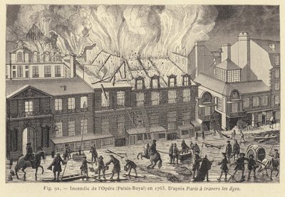 Incendio de la Ópera, Palacio Real, en 1763 de French School