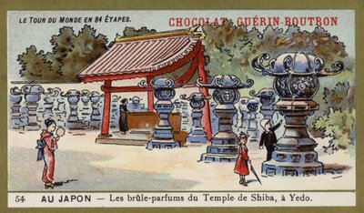 Quemadores de incienso del Templo de Shiba en Edo, Japón de French School