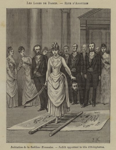 Ceremonia de iniciación en una logia femenina (grabado) de French School