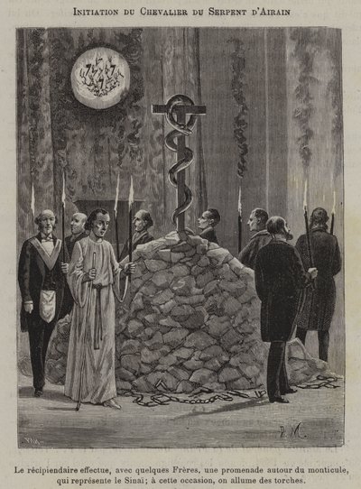 Iniciación de un Caballero de la Serpiente de Bronce (grabado) de French School