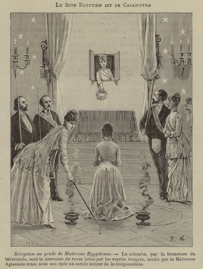 Iniciación de una Maestra de Egipto en el Rito Egipcio (grabado) de French School