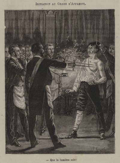 Iniciación al grado de aprendiz. "¡Que haya luz!" (grabado) de French School