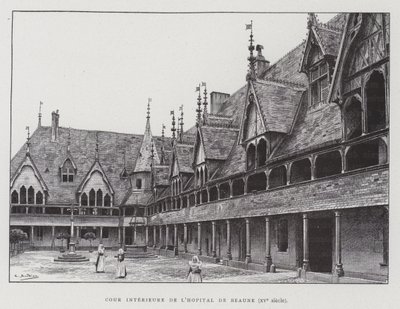 Patio interior de los Hospices de Beaune de French School