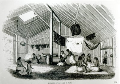 Dentro de una cabaña tahitiana, de 