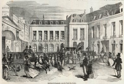 Interior del gran patio del hotel de Correos en París - Grabado en “Tableau-de-Paris” de Edmond Texier 1852 de French School