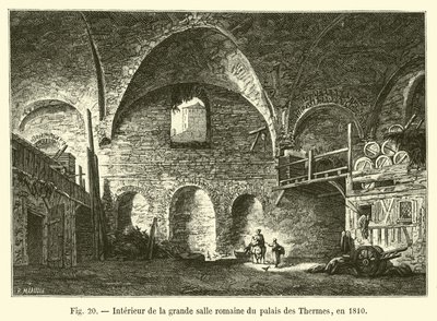 Interior de la gran sala romana del palacio de los Baños, en 1810 de French School
