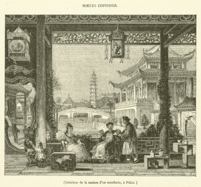 Interior de la casa de un mandarín en Pekín (grabado) de French School