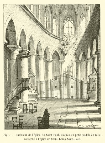 Interior de la iglesia de Saint-Paul, según un pequeño modelo en relieve conservado en la iglesia de Saint-Louis-Saint-Paul de French School