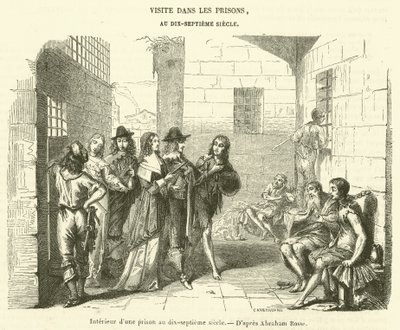 Interior de una prisión en el siglo XVII (grabado) de French School
