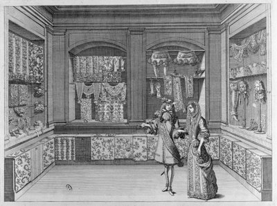 Interior de una tienda de encajes, 1678 de French School