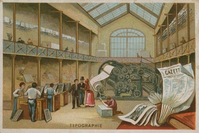 Interior de una imprenta de French School
