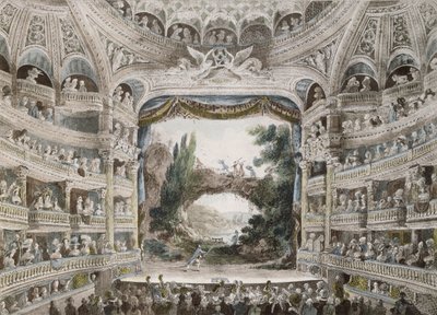 Interior del Teatro de la Comédie Française en 1791, basado en una acuarela original de French School