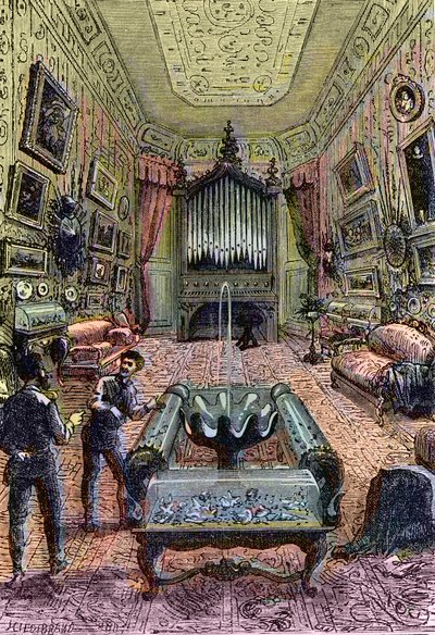 Interior del Nautilus, ilustración de 