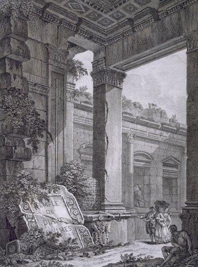 Interior del Templo de Diana, Nimes, de Antiquités de la France: Vol I, Monuments de Nimes de French School
