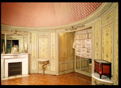 Interior del baño decorado con paneles por Christophe Huet (d.1759) de French School
