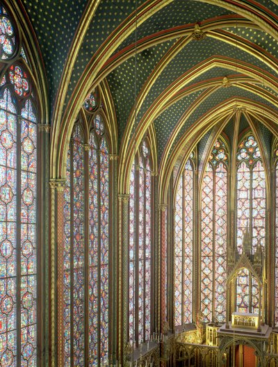 Interior de la capilla superior mirando al este, comenzada 1239-43 de French School