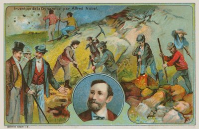 Invención de la dinamita por Alfred Nobel de French School