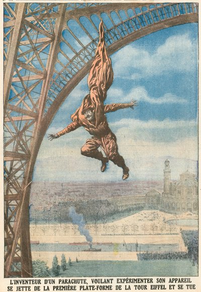 Inventor de un paracaídas salta desde la Torre Eiffel de French School