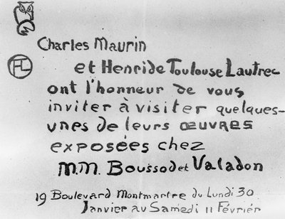 Invitación a una exposición de la obra de Charles Maurin y Henri de Toulouse-Lautrec de French School