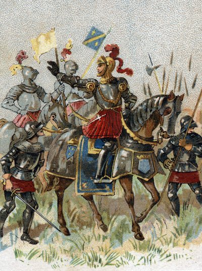 Guerras italianas: Luis XII (1462-1515), Rey de Francia, en la Batalla de Agnadello (Milán) en Italia el 14 de mayo de 1509. Cromolitografía. de French School