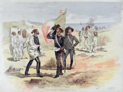 Tropas italianas ocupando Massaoua, Eritrea en 1885 de French School