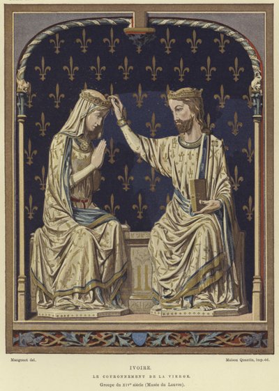 Escultura de marfil de la Coronación de la Virgen de French School