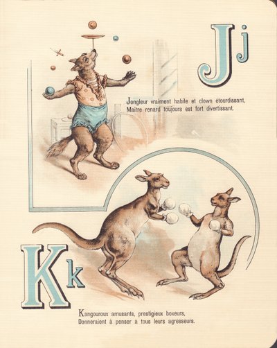 J K: Zorro alegre, malabarista, canguro, kickboxing de French School