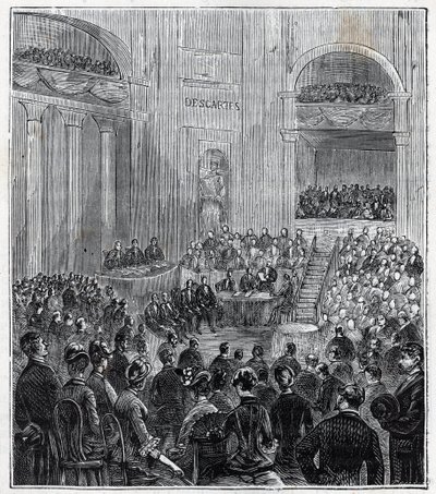 Jacques Babinet (1794 - 1872), físico y astrónomo francés en la reunión solemne de las cinco Academias en 1840 - Grabado en “Ciencias al alcance de todos - física y química” por Alexis Clerc - Finales del siglo XIX. Colección privada. de French School