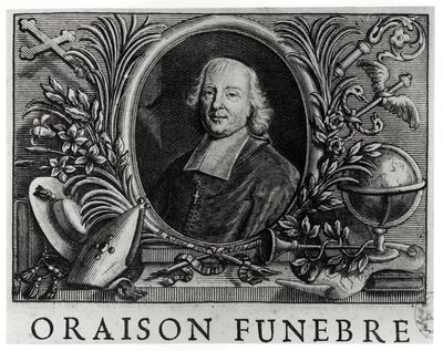 Jacques Benigne Bossuet (1627-1704), frontispicio de Oraison Funebre por Bossuet de French School