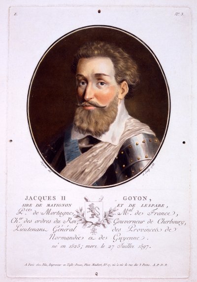 Jacques II Goyon, de Retratos de grandes hombres, mujeres ilustres y sujetos memorables de Francia, publicado en 1787-92 de French School