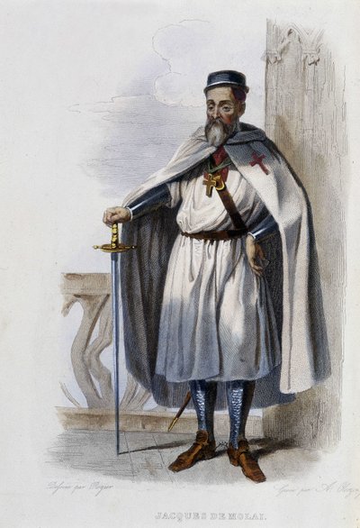Jacques de Molai (o Molay), último gran maestro de la Orden de los Templarios (1243-1314) - en "Le Plutarque français", ed. Mennechet de French School