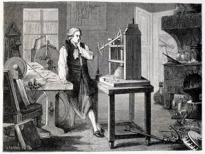 James Watt estudiando el perfeccionamiento de la máquina de Newcomen (1767) - en 