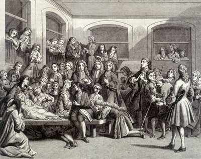 Jansenismo: los convulsionarios del cementerio Saint-Médard en la tumba del diácono París (1690-1727) donde ocurrieron “milagros”. Impresión del siglo XVIII de French School