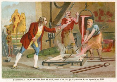 Jean-Balthazar Keller fundiendo la primera estatua ecuestre en 1699 de French School