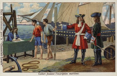 Jean-Baptiste Colbert estableciendo el registro naval francés, siglo XVII de French School
