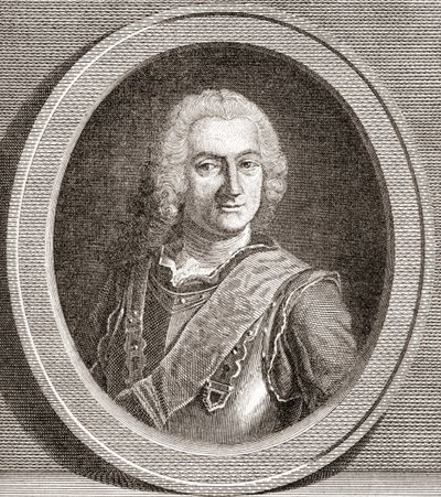 Jean-Baptiste François Desmarets, 1682-1762. Marqués de Maillebois. Mariscal de Francia. De Les Heures Libres publicado en 1908. de French School