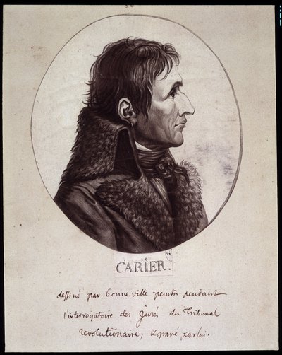 Jean Baptiste Carrier (1756-1794), dibujado por Gouneville durante el interrogatorio de los Projures del Tribunal Revolucionario de French School