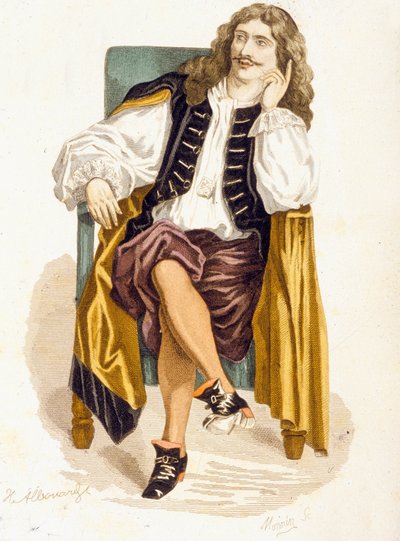 Jean Baptiste Poquelin, o "Moliere" (litografía en color) de French School