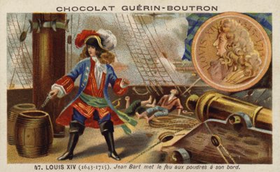 Jean Bart incendiando pólvora a bordo de su barco de French School