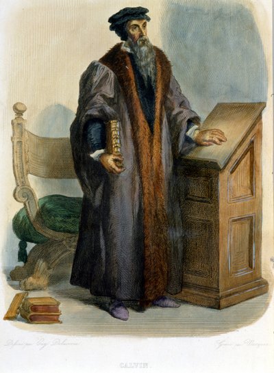 Jean Calvin (Jean Cauvin, reformador y escritor francés (1509-1564) - en “Le Plutarque français”, Ed. Mennechet de French School