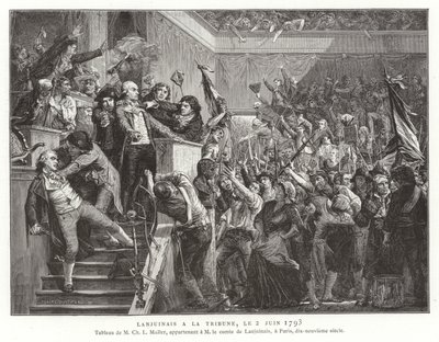 Jean Denis, conde Lanjuinais, en la tribuna de la Convención, Revolución Francesa, 2 de junio de 1793 de French School