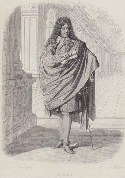 Jean Racine, dramaturgo francés, en el Salón de los Espejos en Versalles de French School