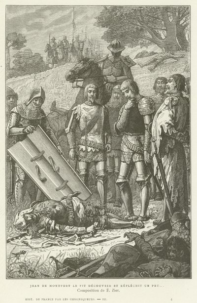 Jean de Montfort descubriendo el cuerpo de Carlos de Blois después de la Batalla de Auray, 1364 de French School